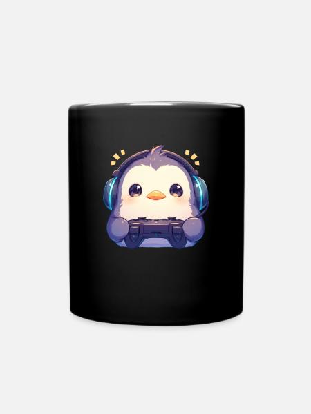 Pinguin Gamer Kawaii Pinguin Niedlich - Tasse einfarbig - Schwarz