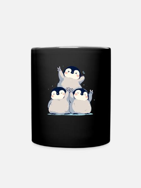 Pinguin Frieden Kawaii Pinguin Niedlich - Tasse einfarbig - Schwarz
