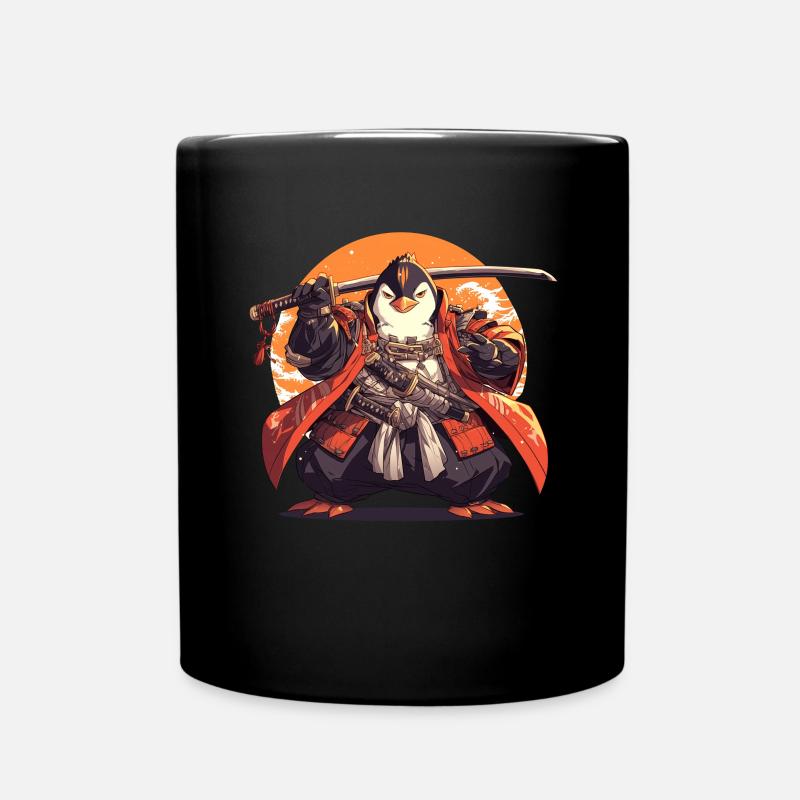Pinguin Samurai Japanischer Pinguin Niedlich - Tasse einfarbig - Schwarz