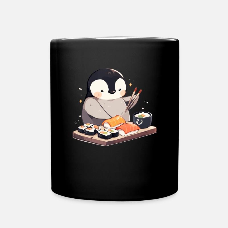 Pinguin Sushi Japanischer Pinguin Niedlich - Tasse einfarbig - Schwarz