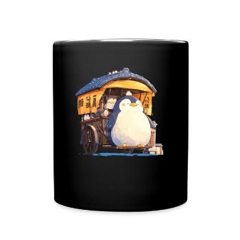 Pingouin, Pousse-pousse, Pingouin japonais, Mignon - Mug uni - noir - Devant