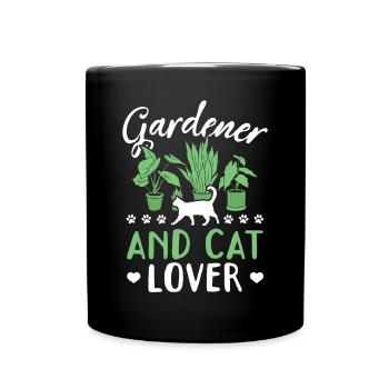 Jardinier amateur d’aménagement paysager et amoureux des chats - Mug uni - noir - Devant