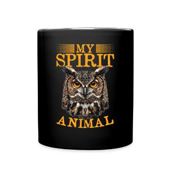 Funny Owl Nocturnal Bird Animal my spirit animal - Full Colour Mug - black - Front