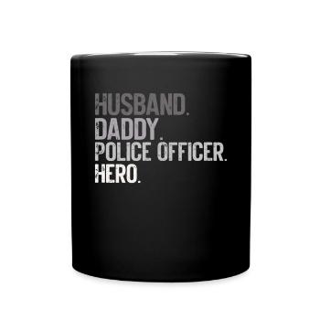 Agent de police, ligne bleue, application de la loi - Mug uni - noir - Devant