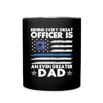 Police Officer Blue Line Law Enforcement - Full Colour Mug - black - Front