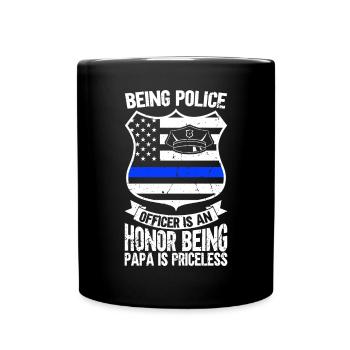 Agent de police, Ligne bleue, Application de la loi - Mug uni - noir - Devant
