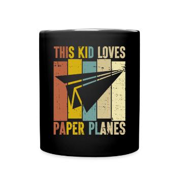 Papierflugzeug Origami Papierflugzeug Master - Tasse einfarbig - Schwarz - Vorne