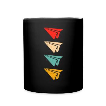 Papierflugzeug Origami Papierflugzeug Master - Tasse einfarbig - Schwarz - Vorne