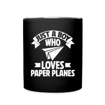 Papierflugzeug Origami Papierflugzeug Master - Tasse einfarbig - Schwarz - Vorne