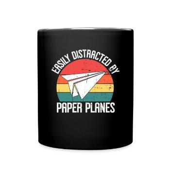 Papierflugzeug Origami Papierflugzeug Master - Tasse einfarbig - Schwarz - Vorne