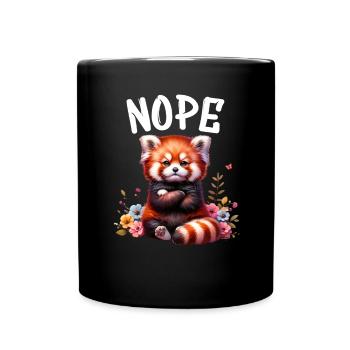 Roter Panda Lustiger Spruch Nope Feuerfuchs - Tasse einfarbig - Schwarz - Vorne