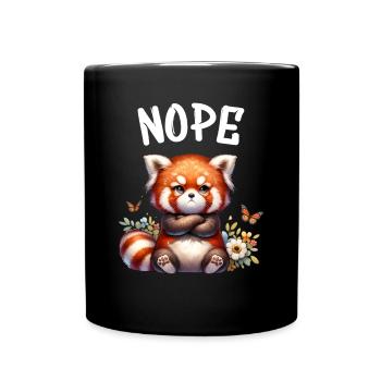 Roter Panda Lustiger Spruch Nope Feuerfuchs - Tasse einfarbig - Schwarz - Vorne