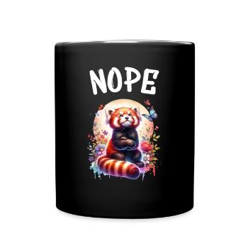 Roter Panda Lustiger Spruch Nope Feuerfuchs - Tasse einfarbig - Schwarz - Vorne