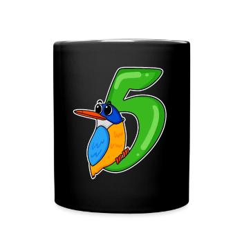 5th Birthday Motif Bird - 5 years - Full Colour Mug - black - Front