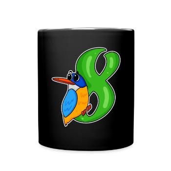 8ème anniversaire motif martin-pêcheur - huit ans - Mug uni - noir - Devant