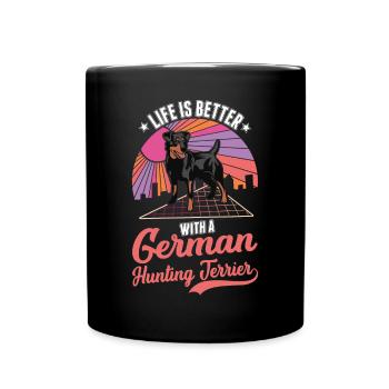Life is better with German Hunting Terrier - Full Colour Mug - black - Front