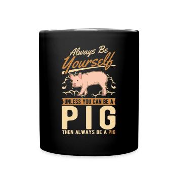 Schweine Geschenk Landwirt Schweinchen - Tasse einfarbig - Schwarz - Vorne