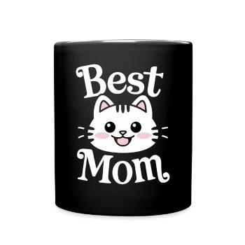 Best Mom Cute Cat Face Adorable Art - Full Colour Mug - black - Front