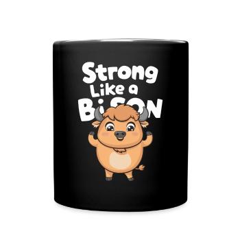 Stark wie ein Bison Niedliche Cartoon-Inspiration - Tasse einfarbig - Schwarz - Vorne