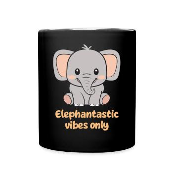 Elephantastic Vibes Nur süßer Elefant - Tasse einfarbig - Schwarz - Vorne