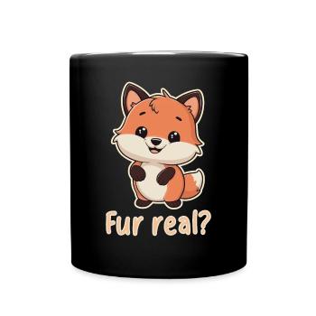 Pelz echt? Niedliche Fuchs-Illustration - Tasse einfarbig - Schwarz - Vorne