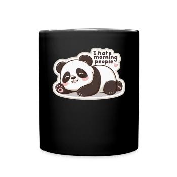 I Hate Morning People Cute Lazy Panda - Full Colour Mug - black - Front
