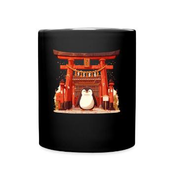 Penguin Torii Gate Japanese Penguin Cute - Full Colour Mug - black - Front