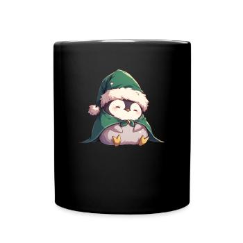 Pinguin Elf Weihnachten Pinguin Niedlich - Tasse einfarbig - Schwarz - Vorne