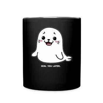 Seal You Later Cute Cartoon Seal Illustration - Full Colour Mug - black - Front