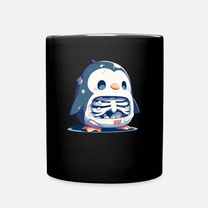 Pinguin Skelett Halloween Pinguin Niedlich - Tasse einfarbig - Schwarz