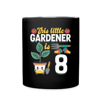 This little Gardener is 8 Years - Kids Gardener - Tasse einfarbig - Schwarz - Vorne
