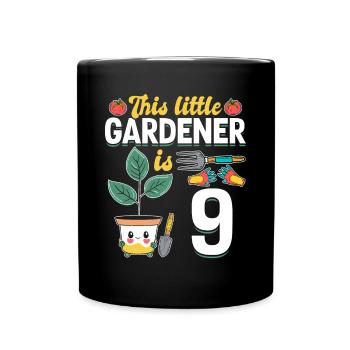 Ce petit jardinier a 9 ans - Jardinier pour enfants - Mug uni - noir - Devant