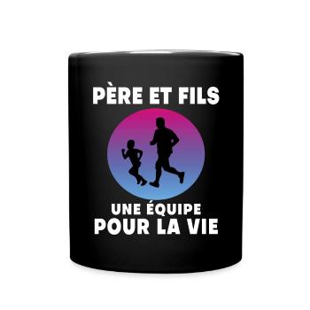 père et fils running rétro vintage homme papa - Mug uni - noir - Devant