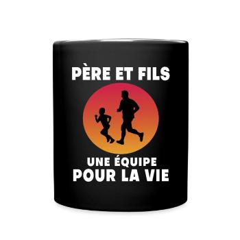 Father and Son Running Retro Vintage Dad Runner - Full Colour Mug - black - Front