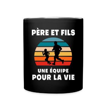 Father and Son Running Vintage Retro Dad Runner - Full Colour Mug - black - Front