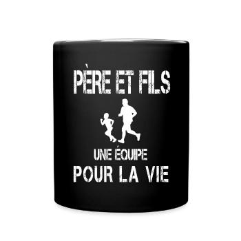 Father and son running dad runner - Full Colour Mug - black - Front