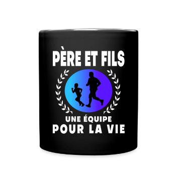Father Son Running Retro Vintage Man Dad Runner - Full Colour Mug - black - Front