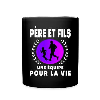 Father Son Running Vintage Retro Sunset Dad - Full Colour Mug - black - Front