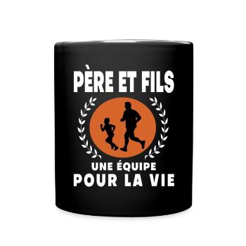 Father Son Running Vintage Retro Dad Runner - Full Colour Mug - black - Front