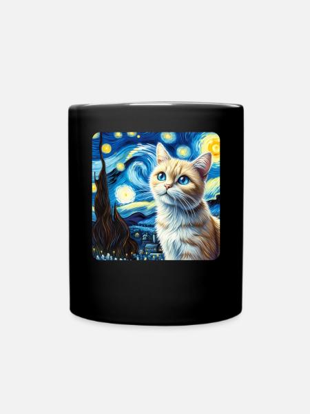 Katze Gemälde Kunst, Katzenbesitzer - Tasse einfarbig - Schwarz