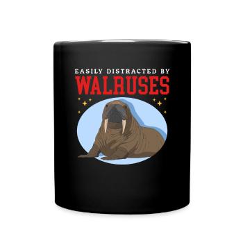 Walross Walroß Walrus Walrosse Geschenk - Tasse einfarbig - Schwarz - Vorne