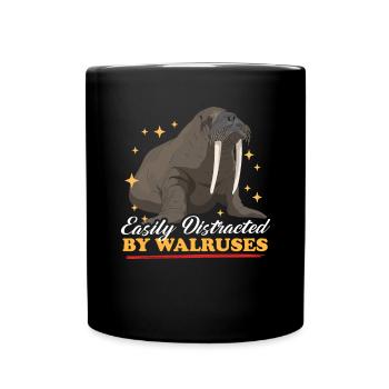 Walross Walrus Walrosse Walroß Geschenk - Tasse einfarbig - Schwarz - Vorne