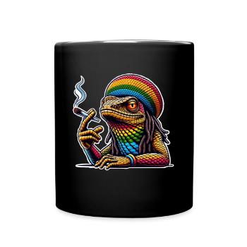 Lézard fumant du cannabis - Mug uni - noir - Devant