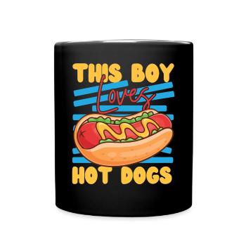 Hot Dog Adult Boy This Boy Loves - Full Colour Mug - black - Front