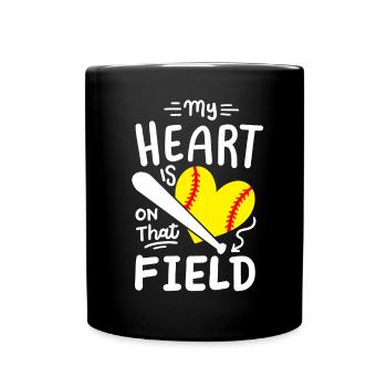 Softball Mama Papa - Tasse einfarbig - Schwarz - Vorne