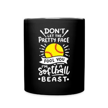 Softball Softball-Spieler - Tasse einfarbig - Schwarz - Vorne