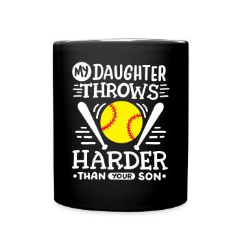 Softball Mama Papa - Tasse einfarbig - Schwarz - Vorne