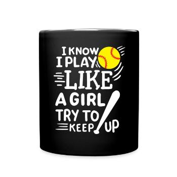 Softball Softball-Spieler - Tasse einfarbig - Schwarz - Vorne
