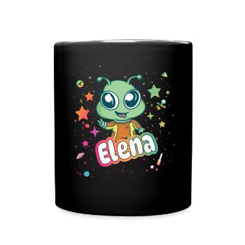 ELENA - Beautiful girl name with cute alien - Full Colour Mug - black - Front