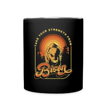Prenez votre force de Bison Buffalo American - Mug uni - noir - Devant